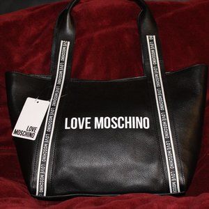 GORGEOUS EDGY LOVE MOSCHINO LARGE LEATHER TOTE!!!